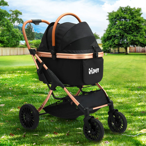 I.Pet Pet Dog Stroller Pram Large Cat Carrier Travel Pushchair Foldable 4 Wheels Dog Strollers