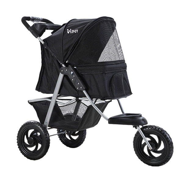 I.Pet Pet Stroller Dog Pram Large Cat Carrier Travel 3 Wheels Foldable Pushchair Dog Strollers