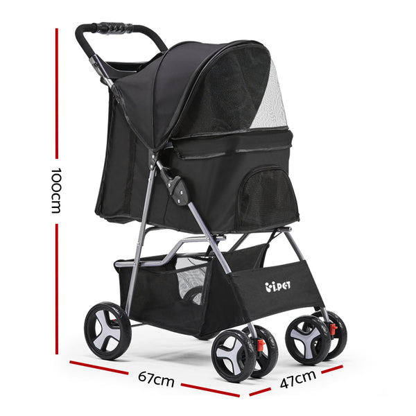 I.Pet 4 Wheel Pet Stroller Black Dog Strollers