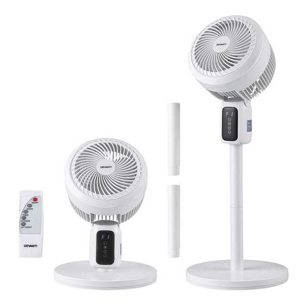Devanti Pedestal Fan W/ Remote 3 Speed 12H Timer Height Adjustable Cooling Portable Fans