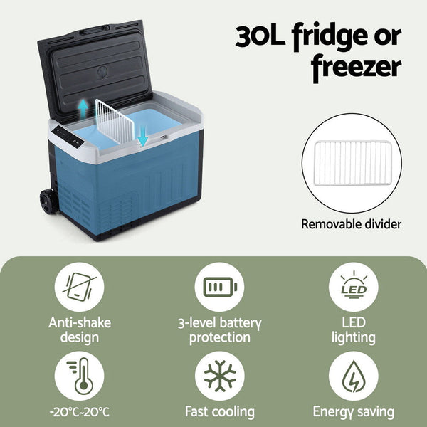 Portable Fridge 30L Bar Fridges Camping Freezer 12V/24V/240V Mini Fridges