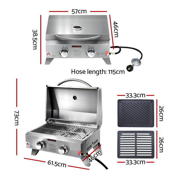Grillz Gas Bbq 2 Burners With Plates Barbecues Grills & Smokers