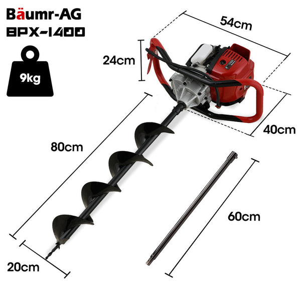 Baumr Ag Baumr Ag Bpx 1400 38Cc Stroke Petrol Post Hole Digger 150Mm Auger W/ 600Mm Extension Shaft Post Hole Diggers & Augers