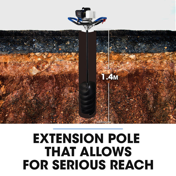 Powerblade Pd950 52Cc Stroke Petrol Post Hole Digger W/ 3 Auger Bits 600Mm Extension Shaft Post Hole Diggers & Augers