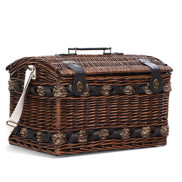 Alfresco 4 Person Picnic Basket Set Wooden Blanket Cooler Bag Outdoor Insulated Picnic Baskets & Backpacks