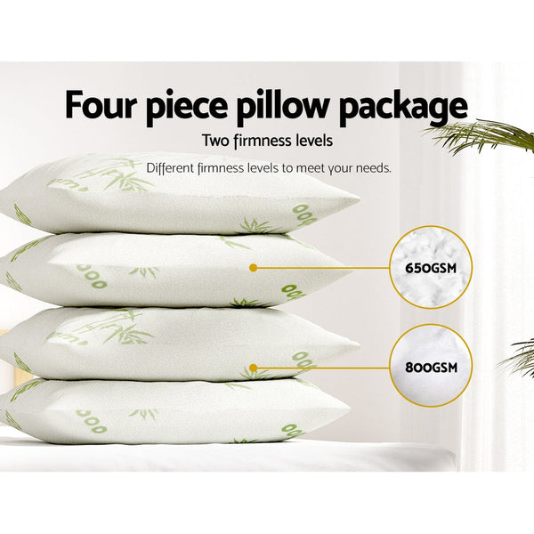 Giselle Bedding 4 Pack Bamboo Pillow Family Hotel Pillows