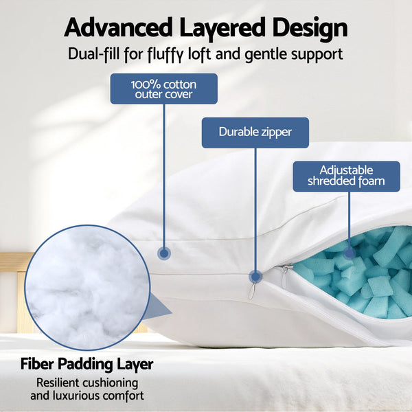 Giselle Shredded Memory Foam Pillow Loft Pillows