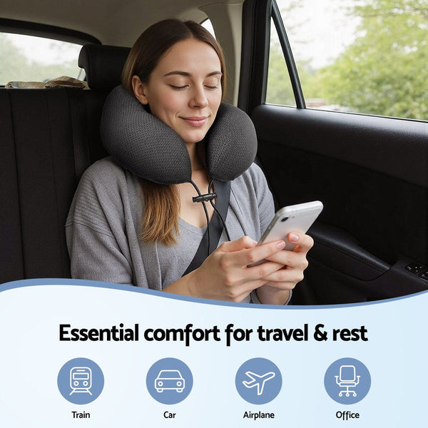 Giselle Travel Neck Pillow U Shape Support Memory Foam Plane Car Cushion Pillows
