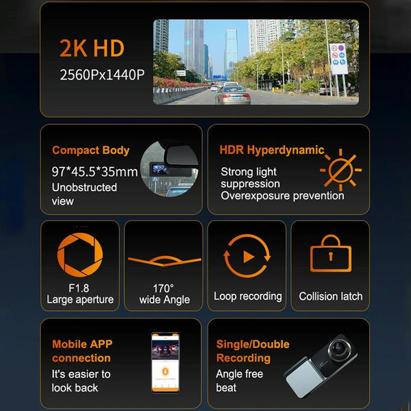 2K Night Vision Car Recorder With Wifi And Mobile Application Support Other Car Video
