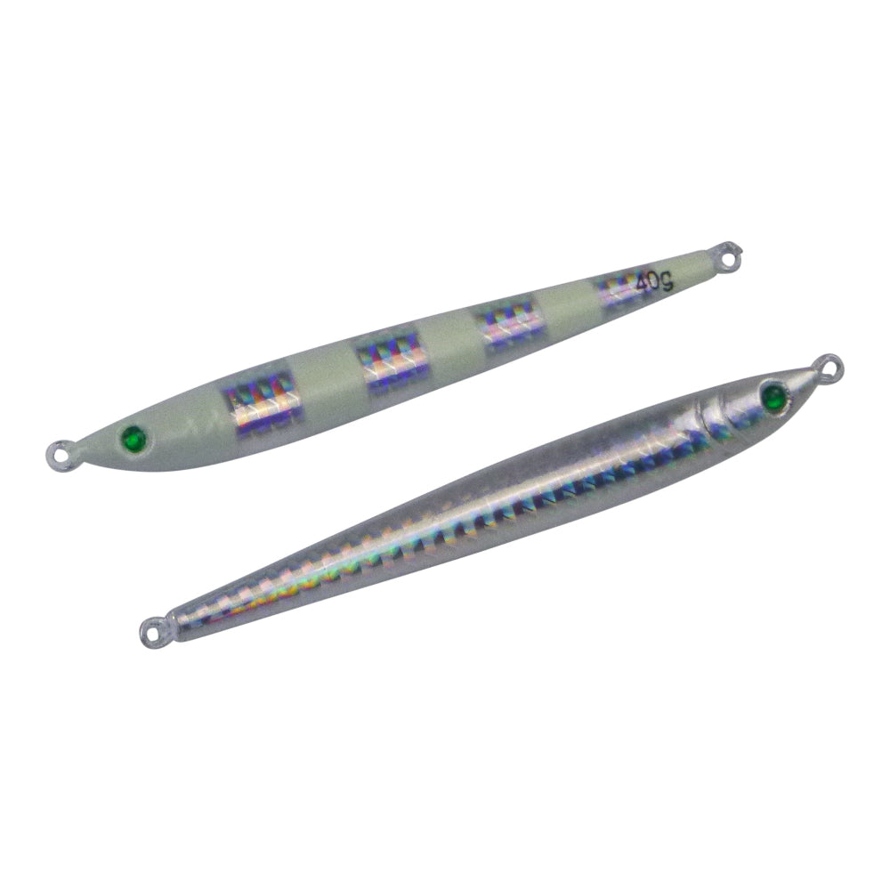 Finesse Pencil Jig 40Gm Lumo Silver 2 Pack Baits & Lures