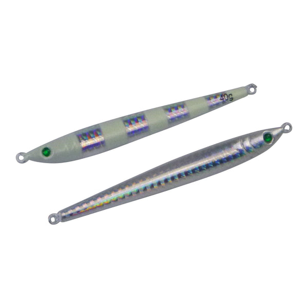 Finesse Pencil Jig 40Gm Lumo Silver 2 Pack Baits & Lures