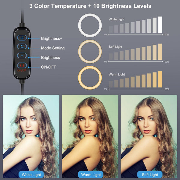 Usb Dimmable Led Ring Light With Tripod Holder And Cold Shoe Ball Head 4.7 Inch Camera Drone Accessories