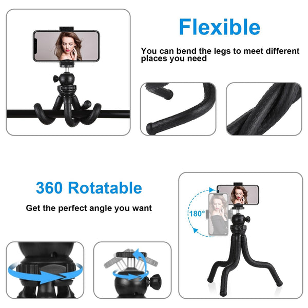 Flexible Mini Octopus Tripod With Ball Head And Phone Clamp For Cameras Smartphones Tripods & Monopods