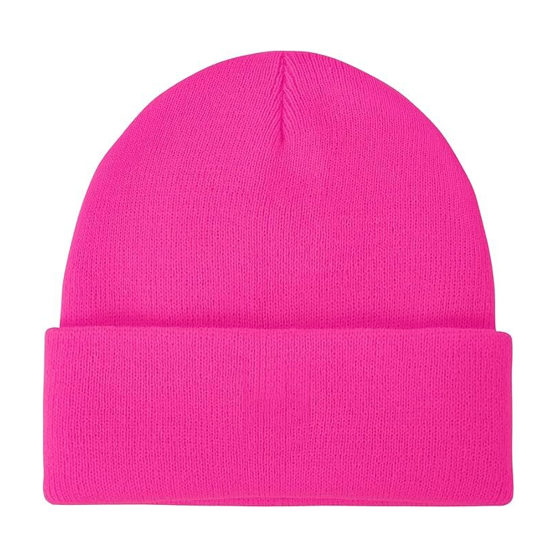 Br Apparel Plain Beanie Unisex Mens Womens Winter Warm Hat Ski Cap Knit Fluro Pink Hats & Headwear