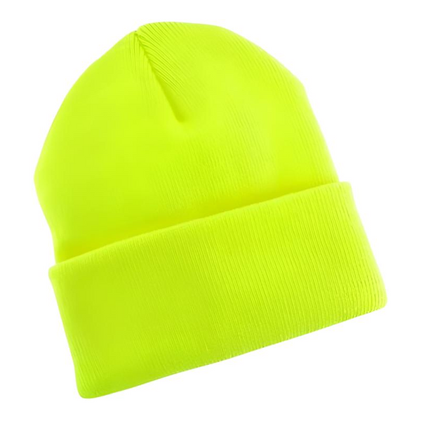 Br Apparel Plain Beanie Unisex Mens Womens Winter Warm Hat Ski Cap Knit Fluro Yellow Hats & Headwear