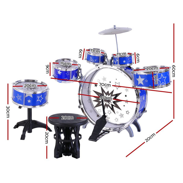 Keezi 11 Piece Kids Drum Set Drum Kits