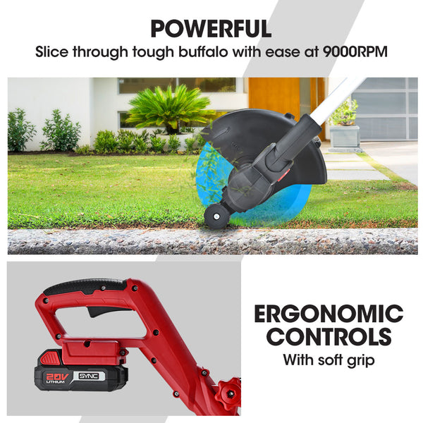 Baumr Ag Baumr Ag Ln3 20V Sync Cordless 2In1 Line Trimmer & Lawn Edger With Battery And Charger Kit Head Guide Wheel String Trimmers