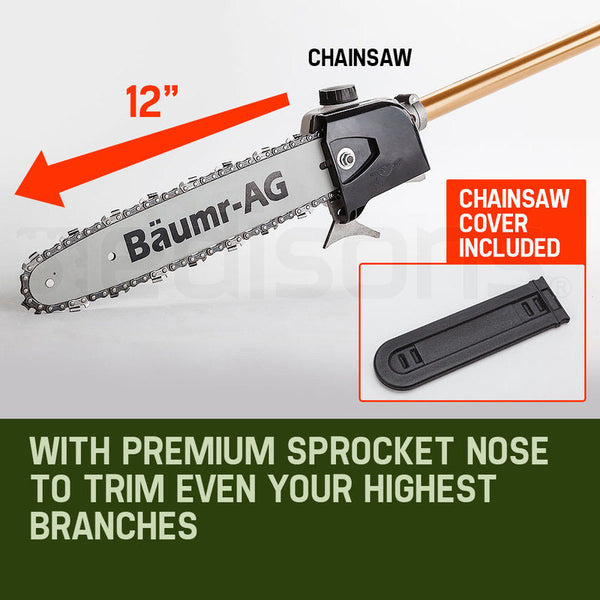 Baumr Ag 65Cc Long Reach Pole Chainsaw Hedge Trimmer Pruner Saw Tree Multi Tool Chainsaws