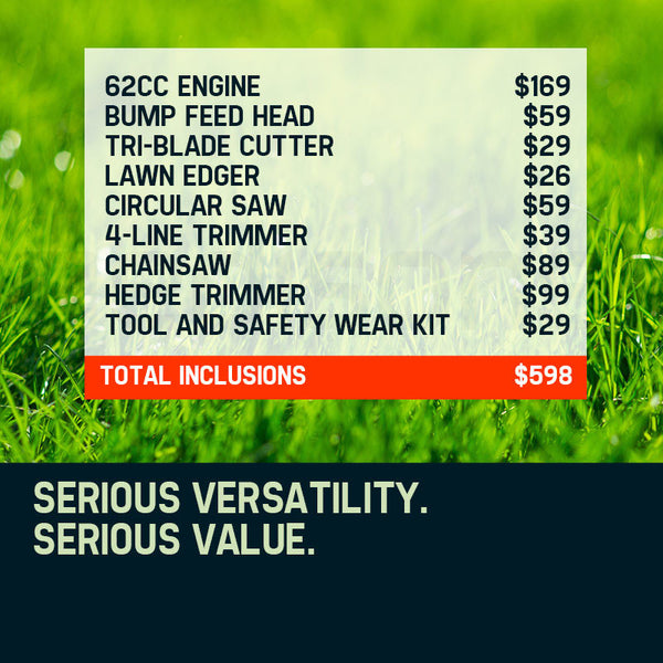 Mtm Mttm Pole Chainsaw Brush Cutter Whipper Snipper Hedge Trimmer Saw Multi Tool 62Cc Chainsaws