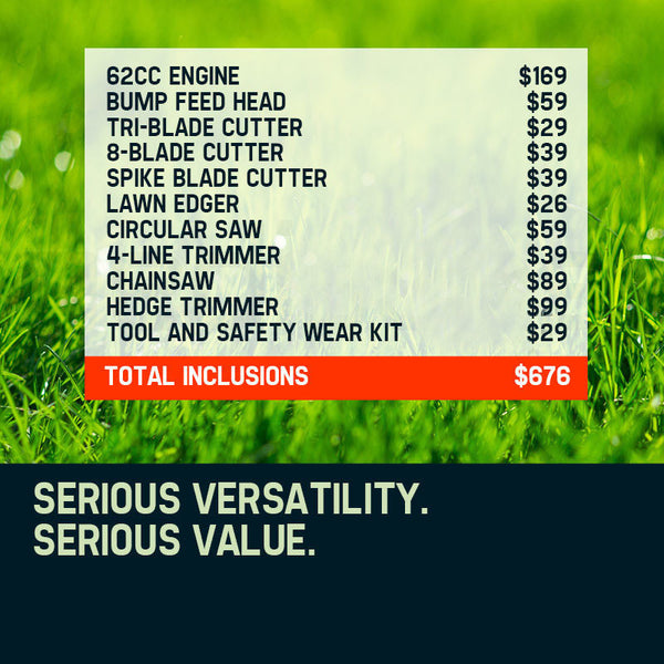 Mtm 62Cc Pole Chainsaw Hedge Trimmer Saw Brush Cutter Whipper Snipper Multi Tool Chainsaws