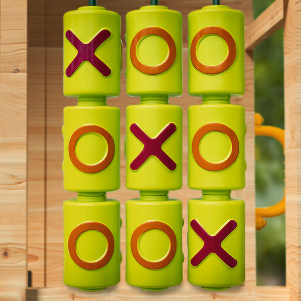 Rovo Kids Tower Cubby House With Slide Sandpit Climbing Wall Noughts & Crosses Natural Colour Cubby Houses