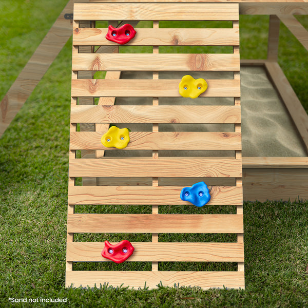 Rovo Kids Tower Cubby House With Slide Sandpit Climbing Wall Noughts & Crosses Natural Colour Cubby Houses