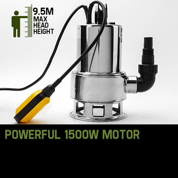 Protege 1500W Submersible Dirty Water Pump Bore Tank Well Steel Automatic Clean Water Pumps &amp; Pressure Tanks