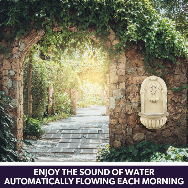 Protege Solar Fountain Water Feature Pump Outdoor Wall Mount Classic With Led Lights Outdoor Fountains