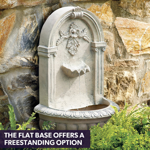 Protege Solar Fountain Water Feature Pump Outdoor Wall Mount Classic With Led Lights Outdoor Fountains