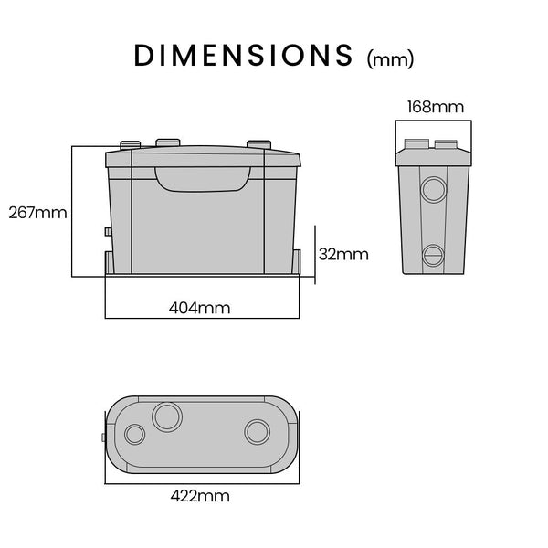 Protege Grey Water Pump With 3 Inlet For House Bathroom Shower Sink Washing Machine Washing Machines