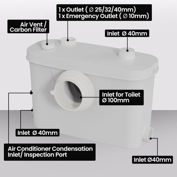 Protege Macerator Pump With 4 Inlet For Trap Toilet House Bathroom Shower Sink Washing Machine Other Pumps