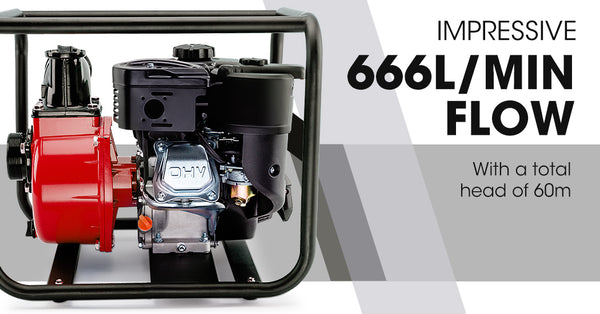 Warton 8Hp 3' Petrol Water Transfer Pump High Flow Irrigation Water Pumps & Pressure Tanks