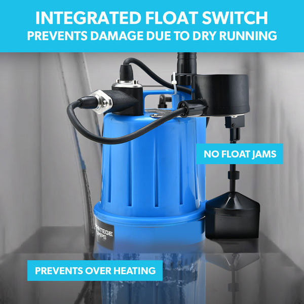 Protege Tight Access Clean/Grey Water Submersible Sump Pump Vertical Float Switch Water Pumps & Pressure Tanks