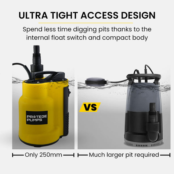Protege Tight Access Clean/Grey Water Submersible Sump Pump Integrated Float Switch Water Pumps & Pressure Tanks