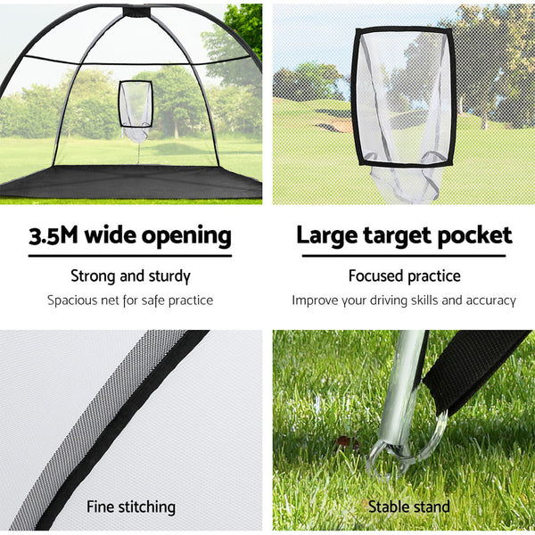 Everfit 3.5M Golf Practice Net Portable Training Aid Driving Target Tent Black Nets Cages & Mats