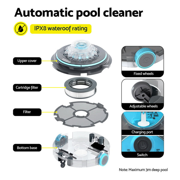 Aqua Buddy Robotic Pool Cleaner Automatic Vacuum Swimming Cordless Pool Cleaners & Vacuums