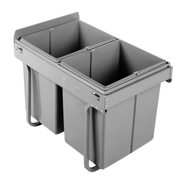 Cefito Pull Out Bin Kitchen Double Basket 2X20l Grey Rubbish Bins