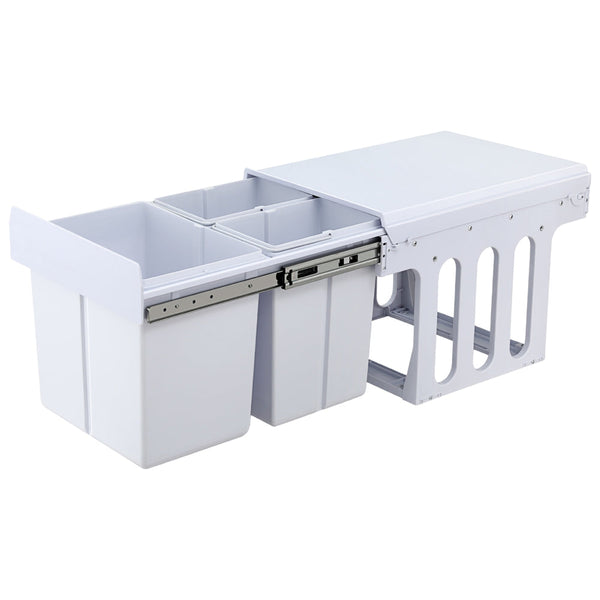 Cefito Pull Out Bin Kitchen Triple Slide Garbage Basket Blcak 31L Rubbish Bins