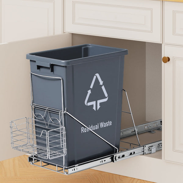 Cefito Pull Out Bin Kitchen Cabinet Slide Garbage Basket 40L Grey Rubbish Bins