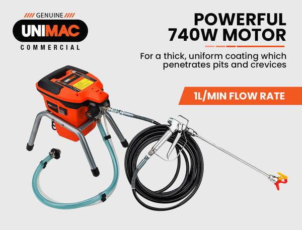Unimac 740W Electric Airless Paint Sprayer Portable High Pressure Station Gun Paint Sprayers
