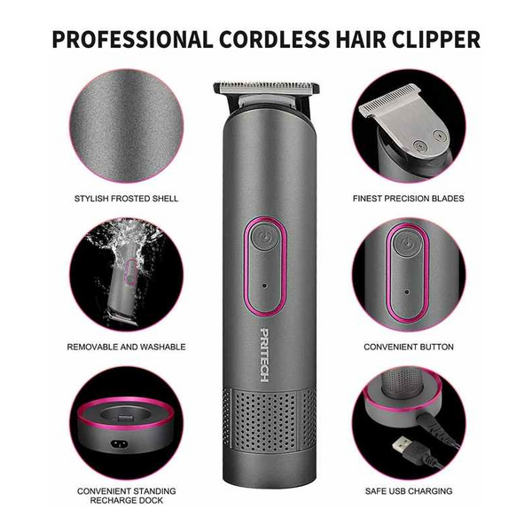 Pritech 2888 Professional Hair Clipper Kit Usb Rechargeable 600Mah Battery Ipx6 Waterproof Grooming Set Clippers & Trimmers