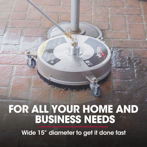 Jet Usa 15" Stainless Steel Pressure Washer Surface Cleaner 1/4" Fitting For Concrete Driveway Patio Floor Pressure Washer Parts