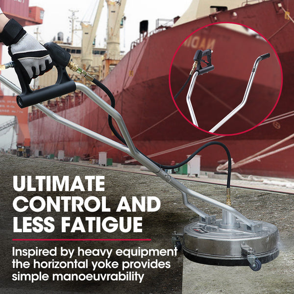 Jet Usa 18" Stainless Steel Pressure Washer Surface Cleaner With Yoke Handlebar 3/8" Fitting For Concrete Driveway Patio Floor Pressure Washer Parts