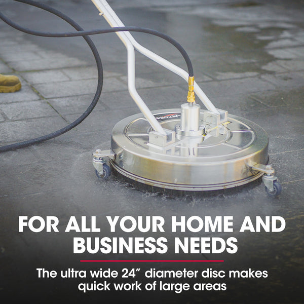 Jet Usa 24" Stainless Steel Pressure Washer Surface Cleaner 3/8" Fitting With Yoke Handlebar For Concrete Driveway Patio Floor Pressure Washers