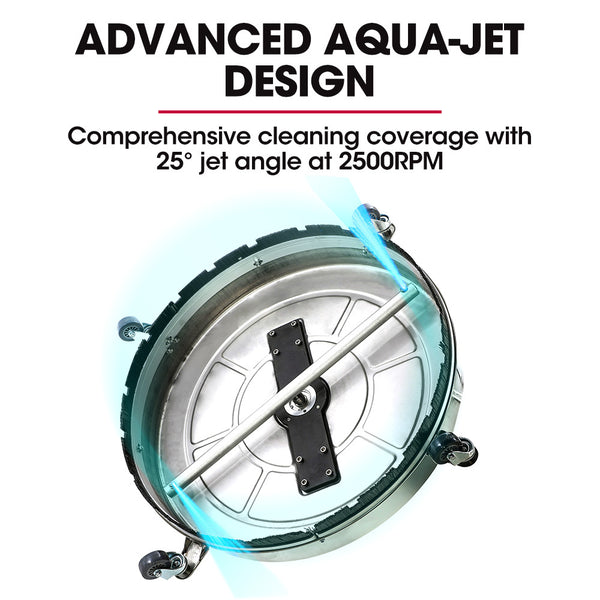 Jet Usa 24" Stainless Steel Pressure Washer Surface Cleaner 3/8" Fitting With Yoke Handlebar For Concrete Driveway Patio Floor Pressure Washers