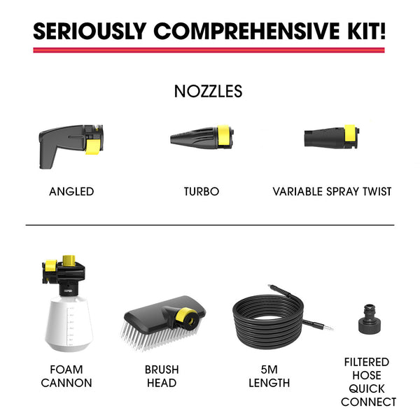 Jet Usa Rx530 Electric High Pressure Washer 2400Psi Nozzles Brush Head Cleaner Detergent Bottle Pressure Washers