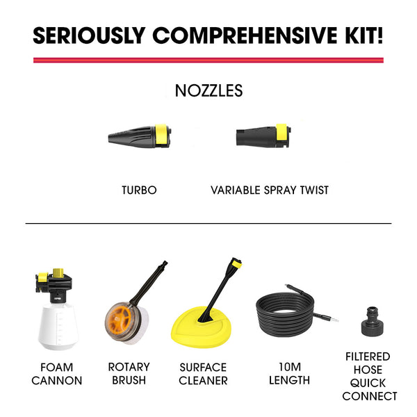 Jet Usa Jet Usa Rw545 Electric High Pressure Washer 3000Psi Water Cooled Motor 2 Nozzles Brush Head Deck Cleaner Detergent Bottle Pressure Washers