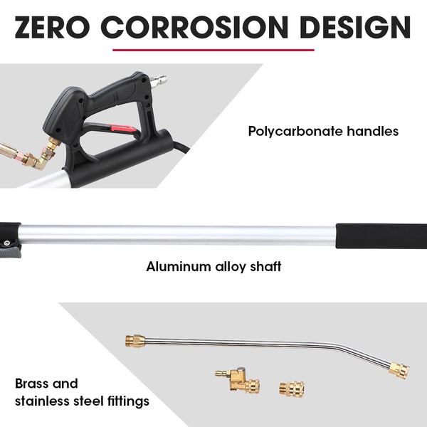 Jet Usa 4000Psi 5.5M Long Telescopic Universal Pressure Washer Cleaner Pole Wand Extension Lance Pressure Washer Accessories