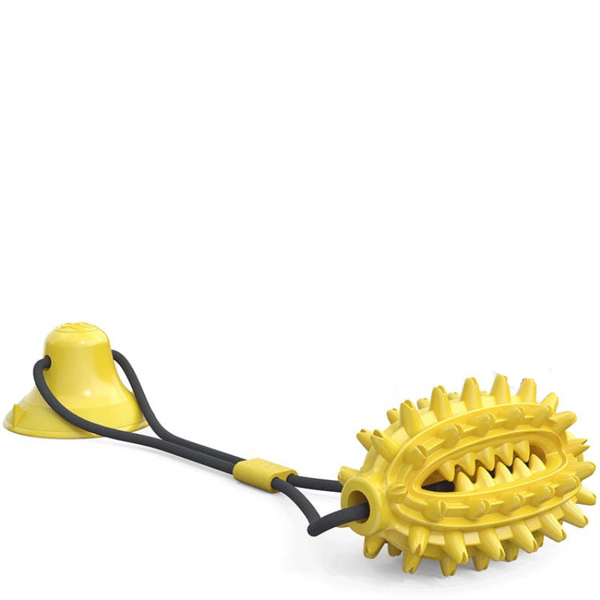 Yellow Suction Chew Toy Interactive Bouncy Dog Teeth Cleaning Rubber Dog Toys