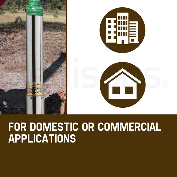 Protege 3Hp Submersible Bore Water Pump Deep Well Irrigation Stainless Steel 240V Water Pumps & Pressure Tanks